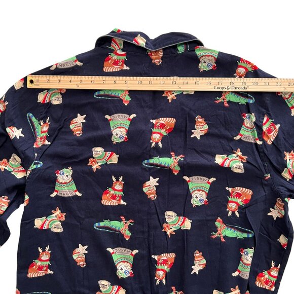 NWT Men's Old Navy Holiday Animals Flannel Pajama Set XXL Pug Dog Hamste… - Picture 7 of 16
